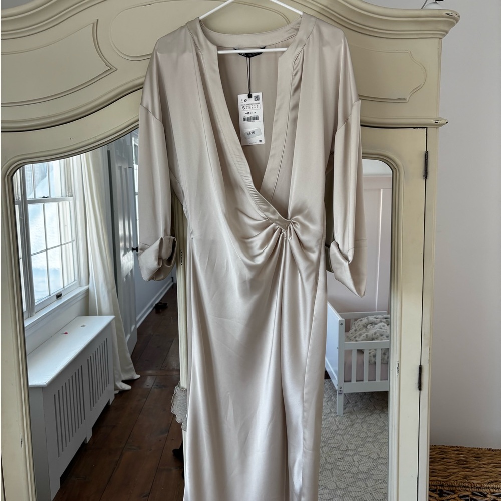 Zara Cream Satin Dress